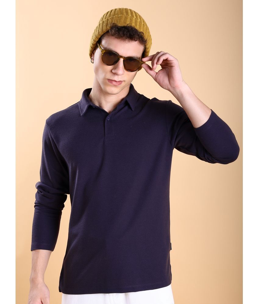     			Ketch Polyester Regular Fit Solid Full Sleeves Men's Polo T Shirt - Purple ( Pack of 1 )