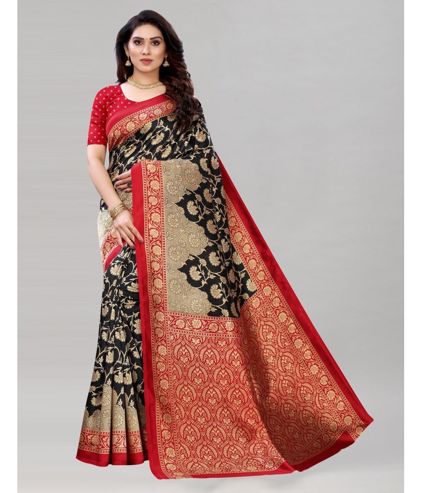     			Saadhvi Cotton Silk Printed Saree With Blouse Piece - Black ( Pack of 1 )