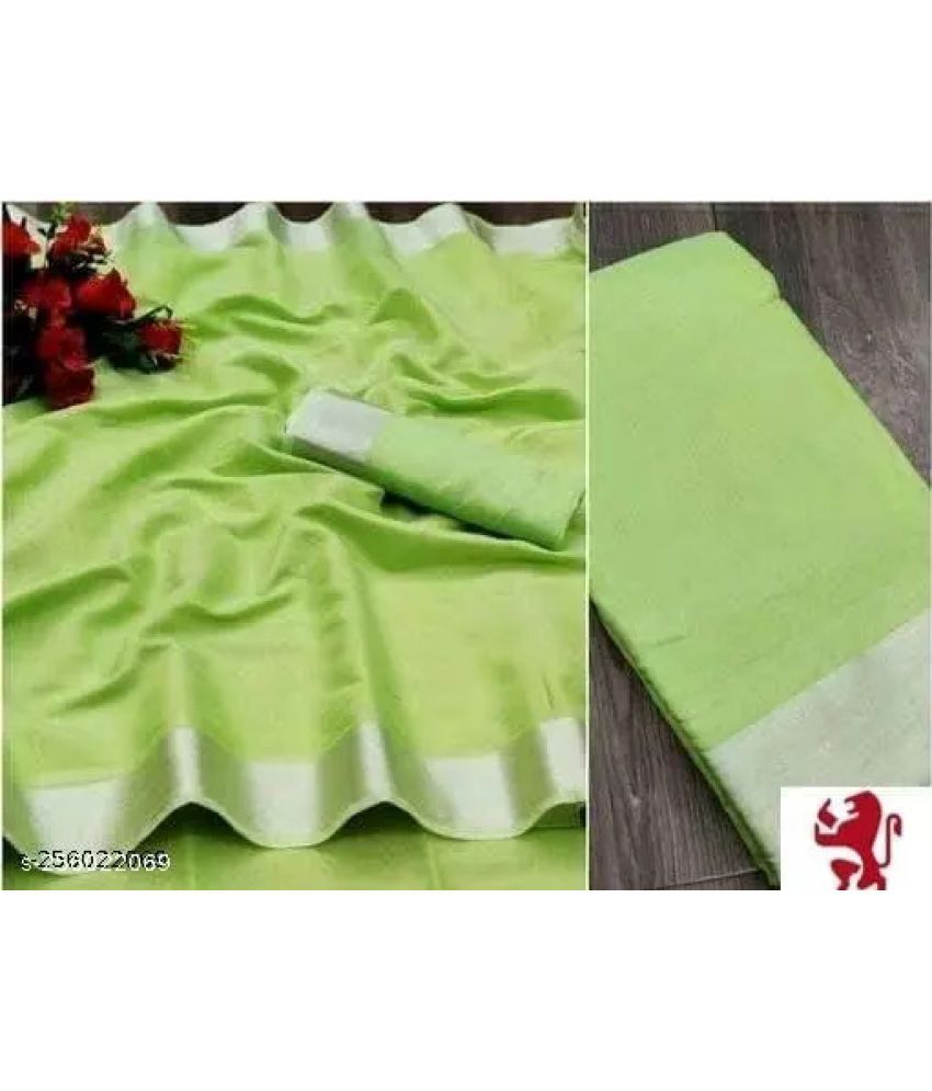     			Sadhvi Cotton Blend Solid Saree With Blouse Piece - green ( Pack of 1 )