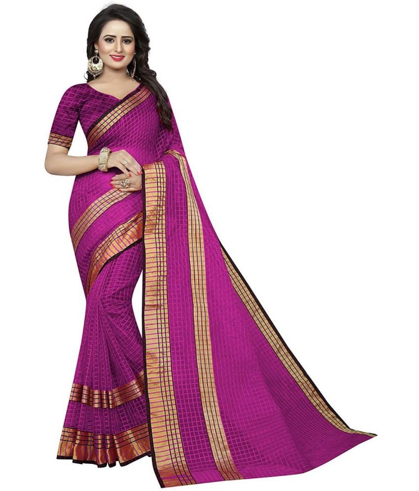     			Sadhvi Cotton Silk Printed Saree With Blouse Piece - Purple ( Pack of 1 )