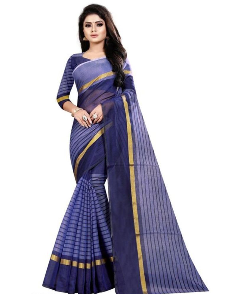     			Sadhvi Cotton Silk Printed Saree With Blouse Piece - Blue ( Pack of 1 )