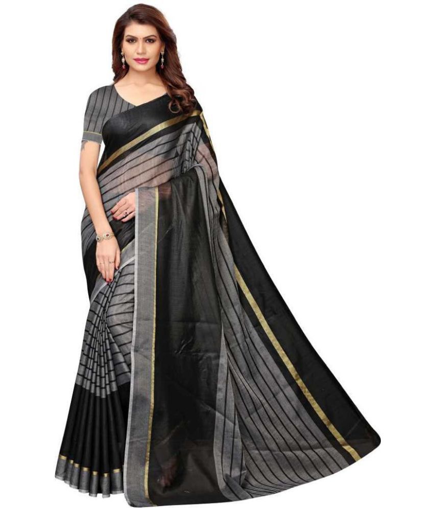    			Sadhvi Cotton Silk Printed Saree With Blouse Piece - Black ( Pack of 1 )