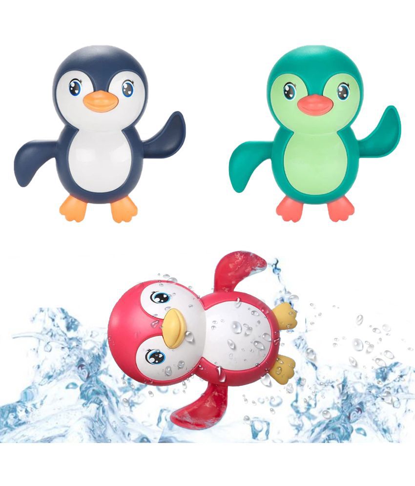     			WISHKEY Plastic Floating Penguin Bathtub Toy for Kids, Cute Bathing Toys for Toddlers, Water Toys, Floating Pool Toys, Baby Swimming Floating Playing Toys, Multicolor, Age 0-3 Years (Pack of 3)