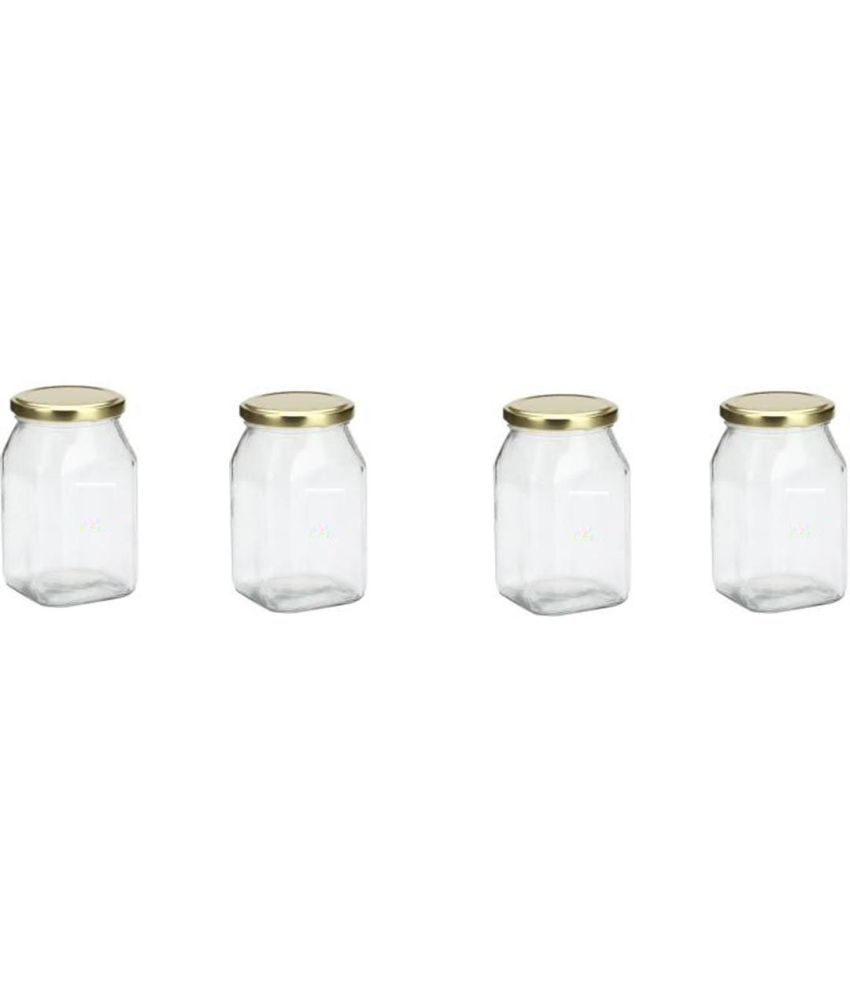     			AFAST Glass Container Glass Transparent Salt/Pepper Container ( Set of 4 )