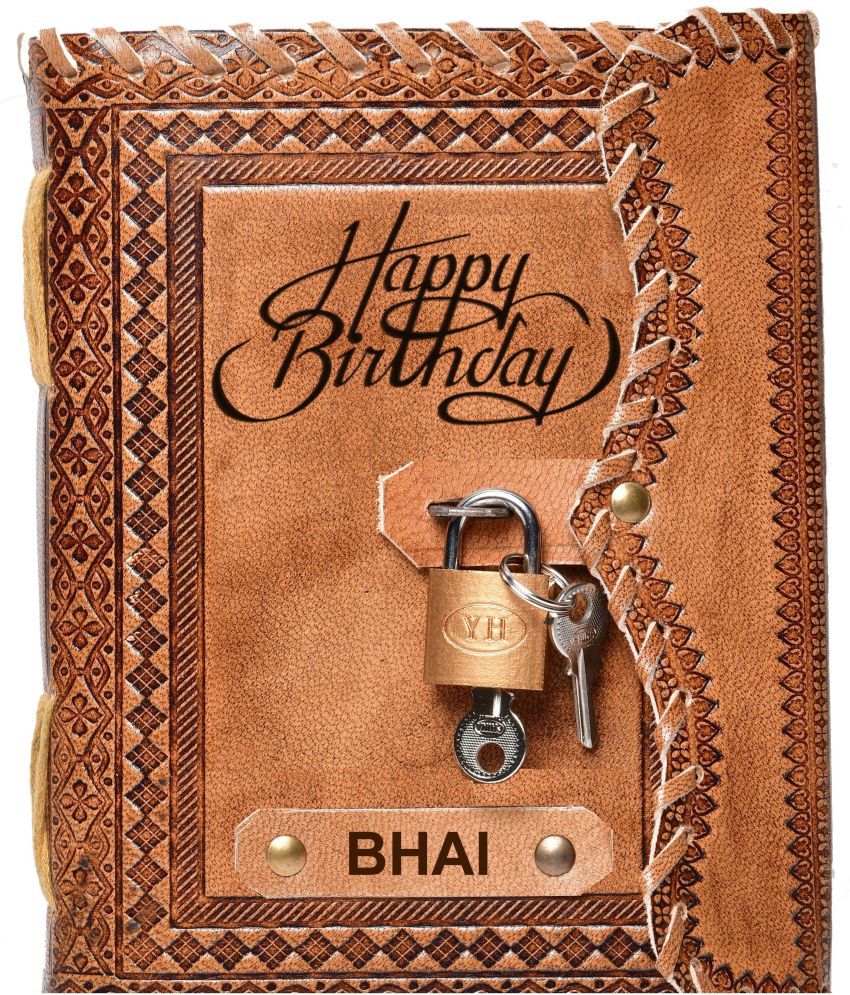     			DI-KRAFT Bhai Embossed Happy Birthday Gift Handmade Paper Diary with Lock A5 Diary unruled 200 Pages (Multicolor)