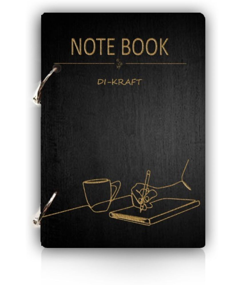     			DI-KRAFT Wooden cover Handmade and ring lock pattern Diary A5 Diary Unruled 160 Pages (Black)