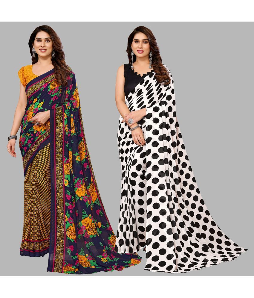     			ANAND SAREES Georgette Printed Saree With Blouse Piece - Multicolor ( Pack of 2 )