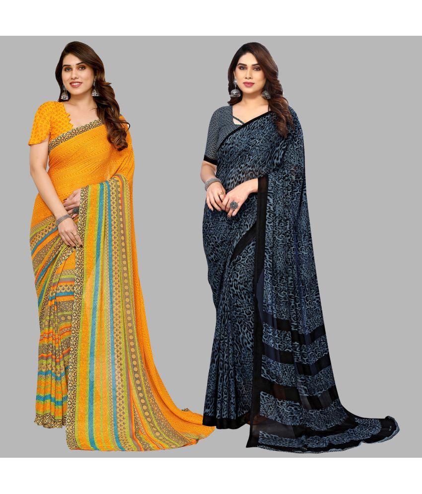     			ANAND SAREES Georgette Printed Saree With Blouse Piece - Multicolor ( Pack of 2 )