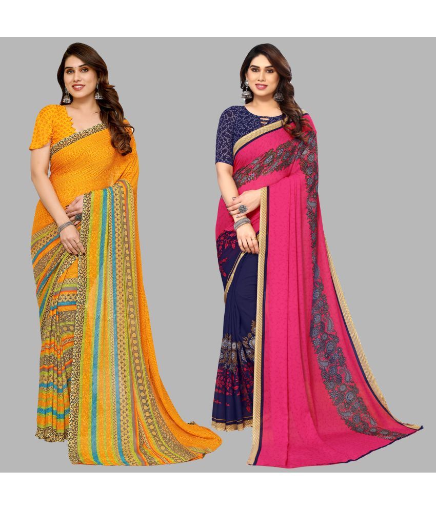     			ANAND SAREES Georgette Printed Saree With Blouse Piece - Multicolor ( Pack of 2 )