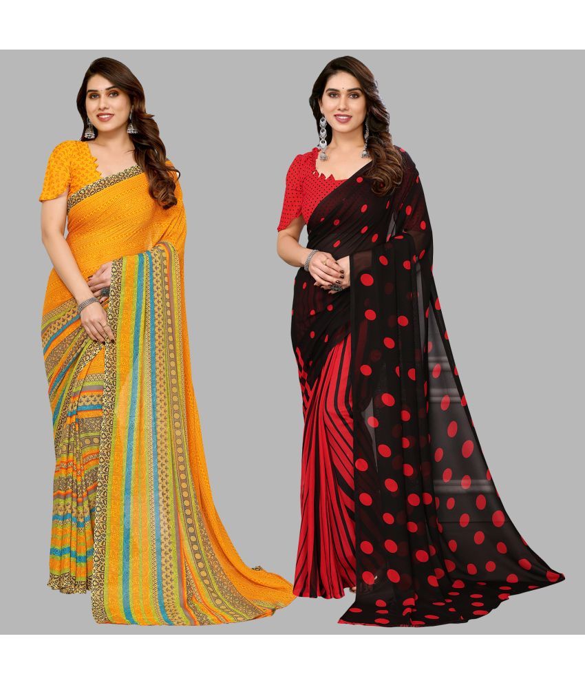     			ANAND SAREES Georgette Printed Saree With Blouse Piece - Multicolor ( Pack of 2 )