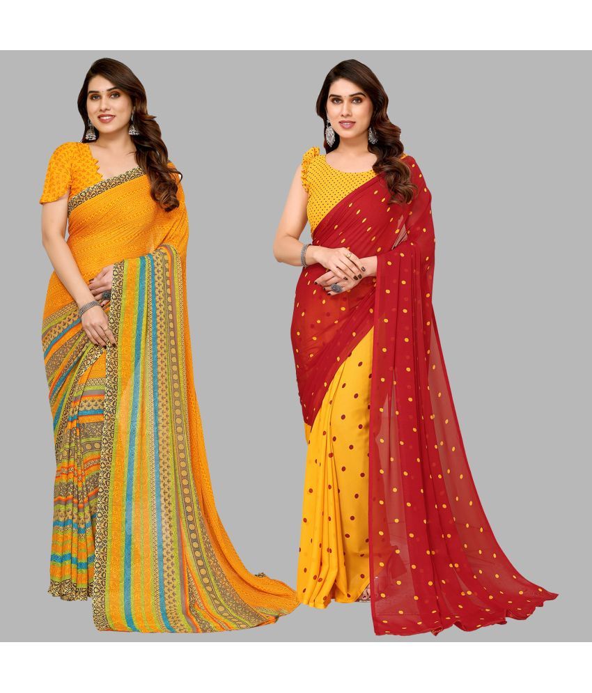     			ANAND SAREES Georgette Printed Saree With Blouse Piece - Multicolor ( Pack of 2 )