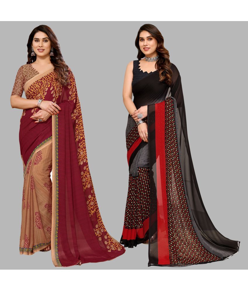     			ANAND SAREES Georgette Printed Saree With Blouse Piece - Multicolor ( Pack of 2 )