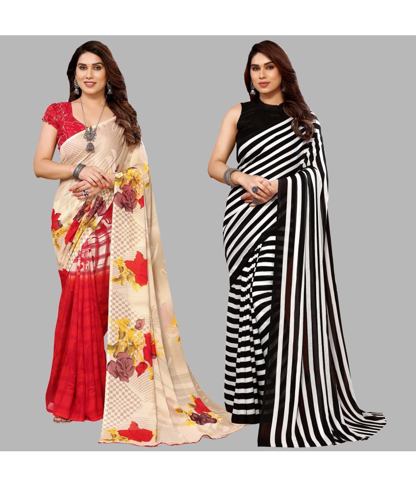     			ANAND SAREES Georgette Printed Saree With Blouse Piece - Multicolor ( Pack of 2 )