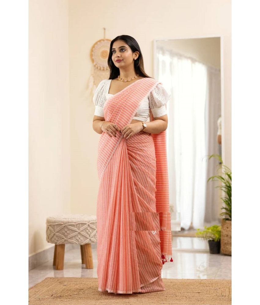     			Aika Banarasi Silk Embellished Saree With Blouse Piece - Peach ( Pack of 1 )