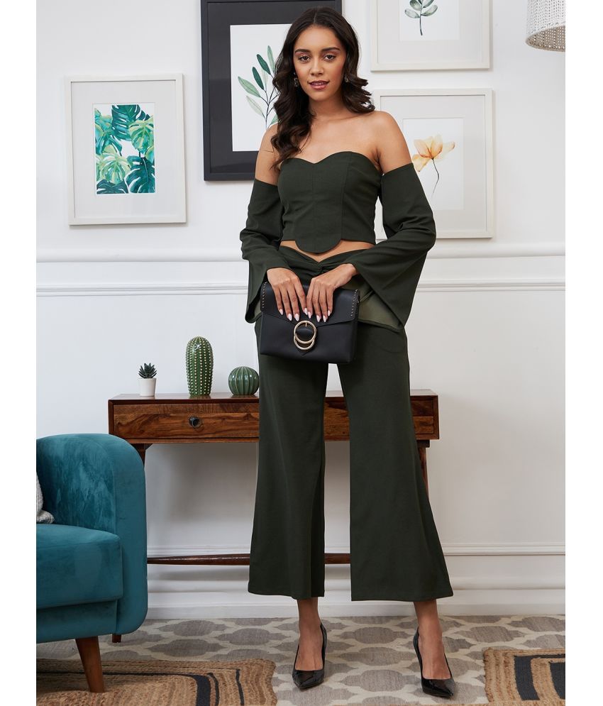     			Athena Olive Solid Pant Top Set