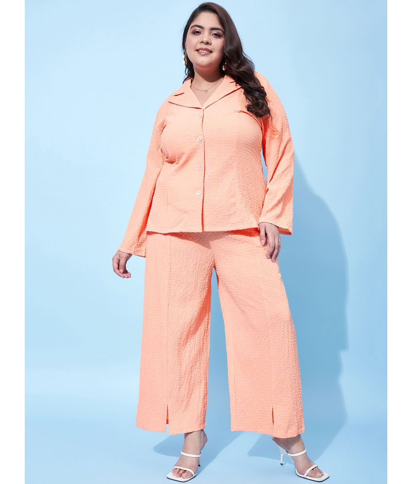     			Athena Orange Solid Pant Top Set