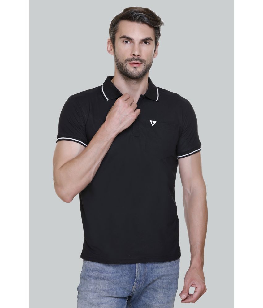     			DeeFab Cotton Regular Fit Solid Half Sleeves Men's Polo T Shirt - Black ( Pack of 1 )