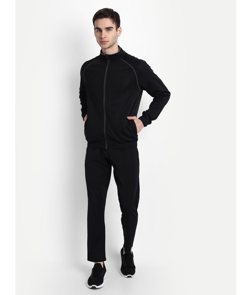     			Dida Sportswear Black Polyester Regular Fit Solid Men's Sports Tracksuit ( Pack of 1 )