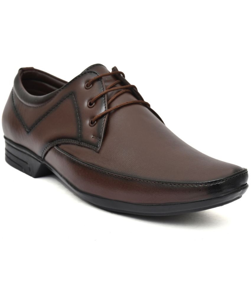     			HiDa Brown Men's Derby Formal Shoes