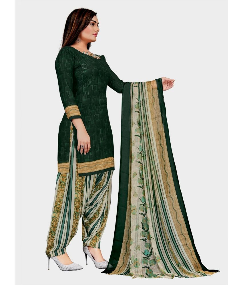     			Kkrish Unstitched Crepe Printed Dress Material - Green ( Pack of 1 )