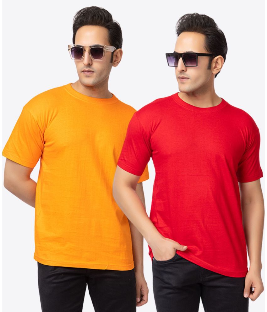     			VAZO Cotton Blend Regular Fit Solid Half Sleeves Men's T-Shirt - Red ( Pack of 2 )