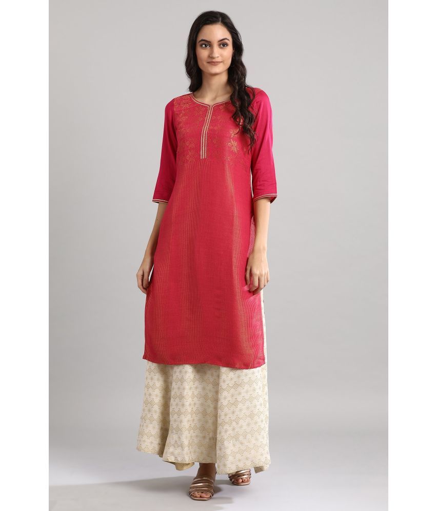     			Aurelia Rayon Dyed Straight Women's Kurti - Pink ( Pack of 1 )