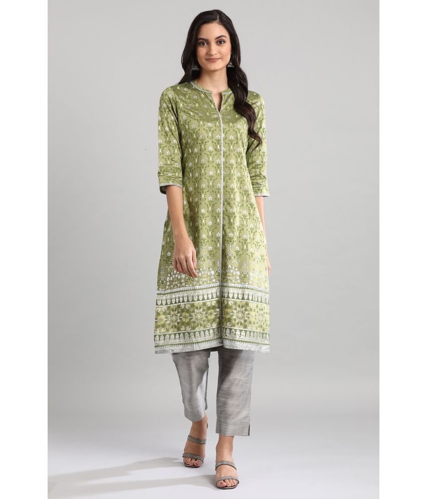     			Aurelia Viscose Printed Straight Women's Kurti - Green ( Pack of 1 )