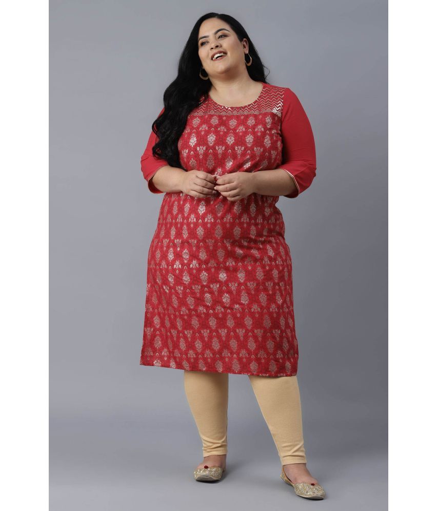     			Aurelia Viscose Printed Straight Women's Kurti - Red ( Pack of 1 )