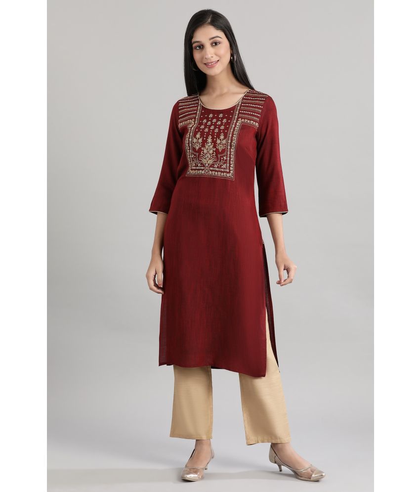     			Aurelia Viscose Solid Straight Women's Kurti - Red ( Pack of 1 )