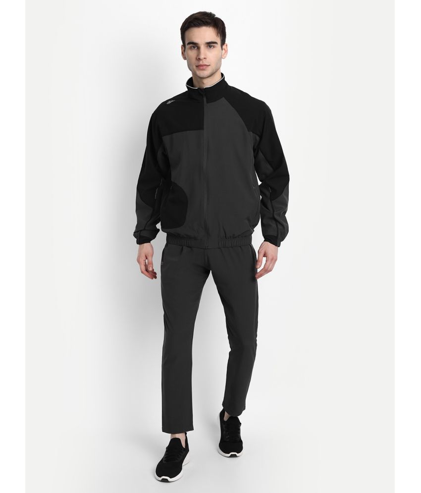     			Dida Sportswear Charcoal Polyester Regular Fit Colorblock Men's Sports Tracksuit ( Pack of 1 )