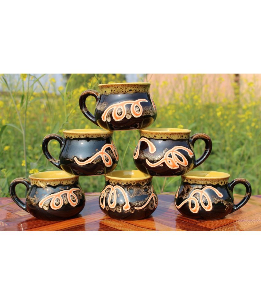     			Laghima jadon Matka Shape Solid Ceramic Tea Cup 130 ml ( Pack of 6 )