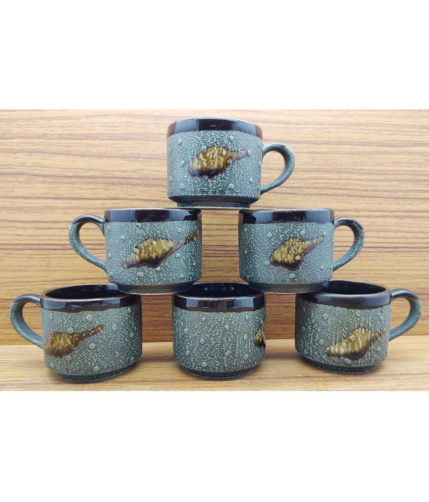     			Laghima jadon Small Coffee Cup Abstract Ceramic Tea Cup 100 ml ( Pack of 6 )