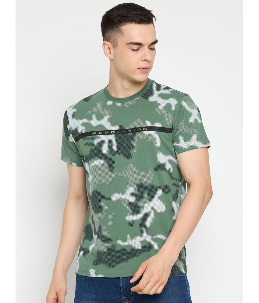     			98 Degree North 100% Cotton Regular Fit Printed Half Sleeves Men's T-Shirt - Green ( Pack of 1 )
