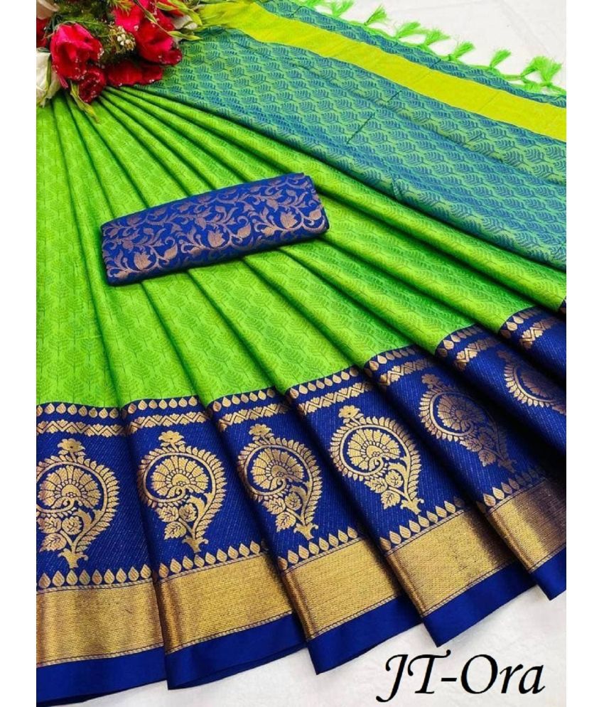     			Aika Banarasi Silk Embellished Saree With Blouse Piece - Blue ( Pack of 1 )