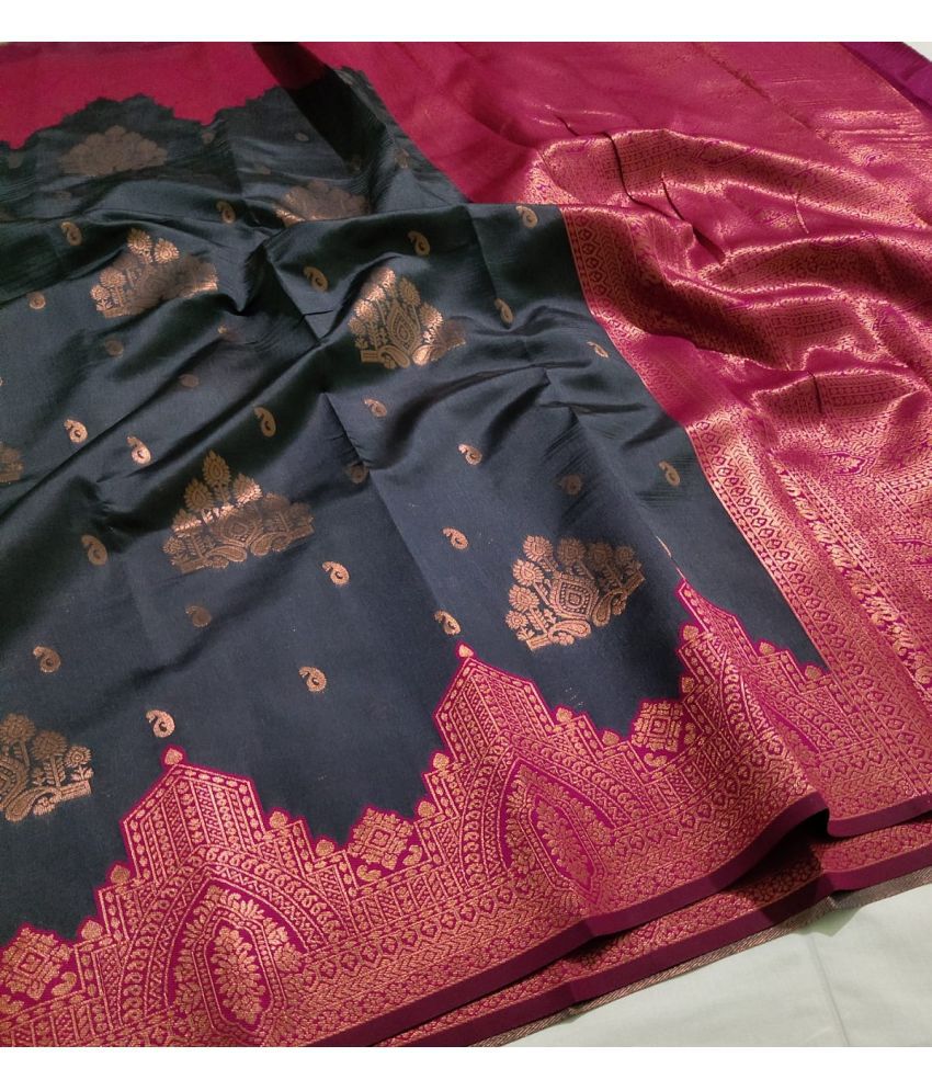     			Aika Banarasi Silk Embellished Saree With Blouse Piece - Grey ( Pack of 1 )