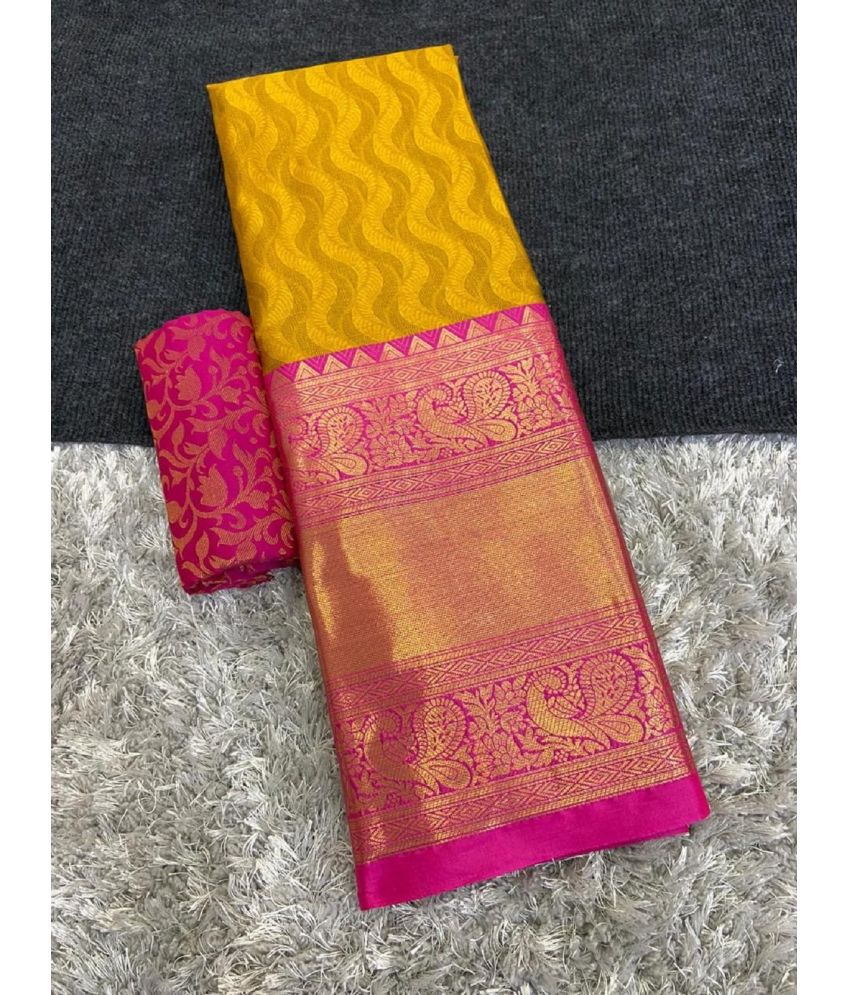     			Aika Cotton Silk Embellished Saree With Blouse Piece - Coral ( Pack of 1 )