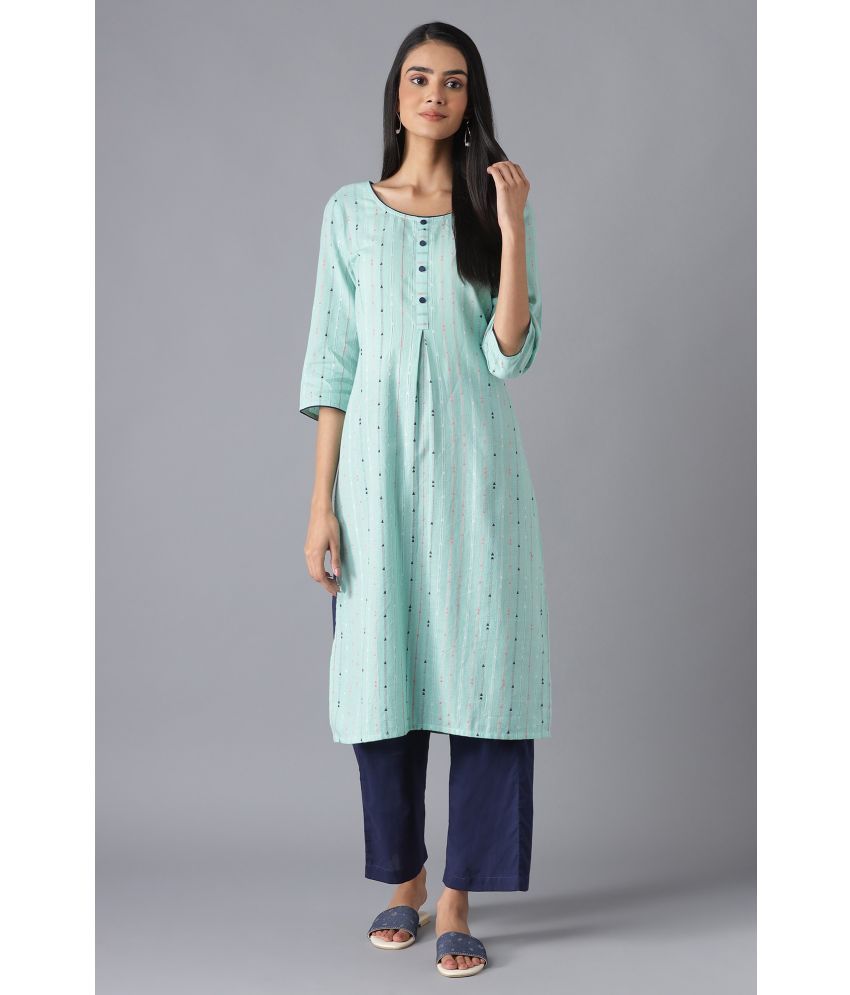     			Aurelia Cotton Dyed Kurti With Pants Women's Stitched Salwar Suit - Green ( Pack of 1 )