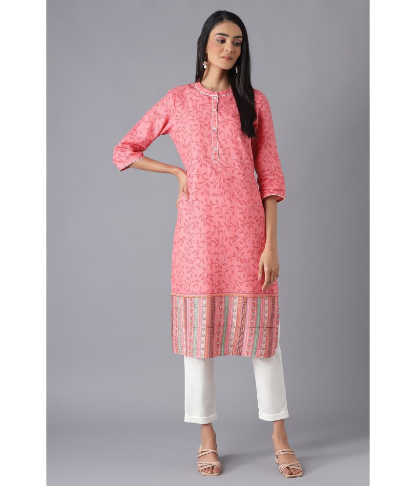     			Aurelia Viscose Printed Kurti With Pants Women's Stitched Salwar Suit - Pink ( Pack of 1 )