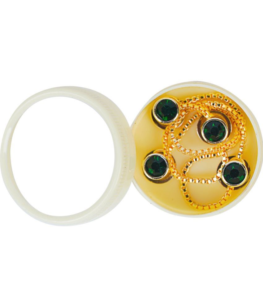     			Brass Buttons Gold Plated Rodium Polished Green Gemstone Kurta Button For Men
