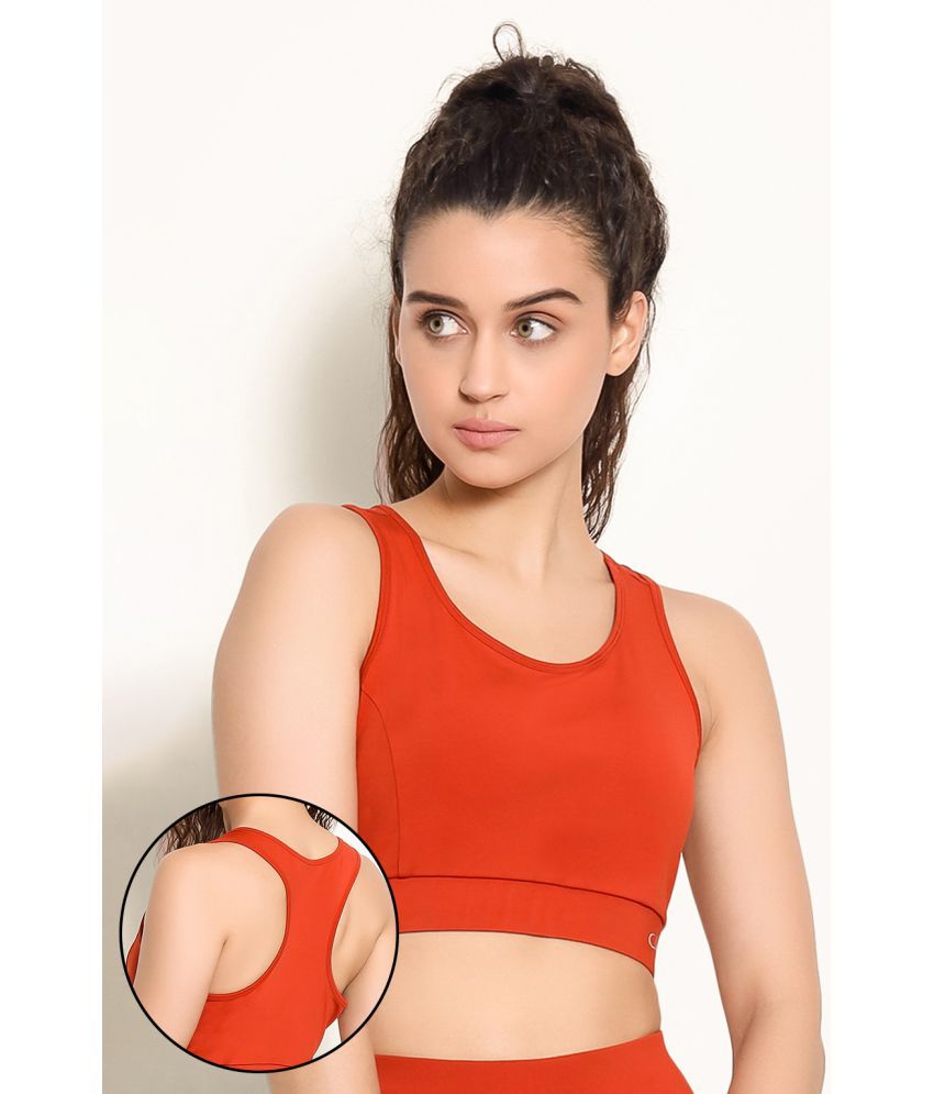     			Clovia Orange Polyester Removable Padding Women's Sports Bra ( Pack of 1 )