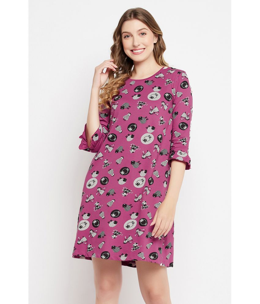     			Clovia Purple Cotton Women's Nightwear Night Dress ( Pack of 1 )