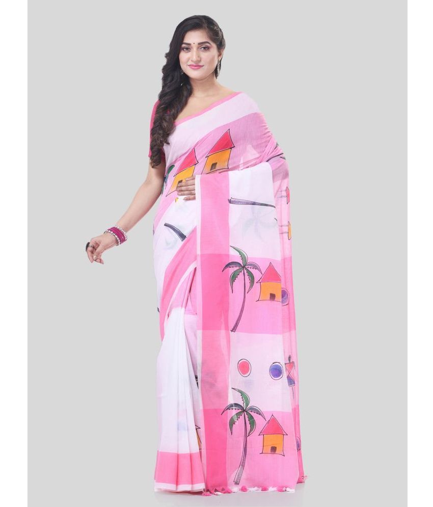     			Desh Bidesh Cotton Printed Saree With Blouse Piece - Pink ( Pack of 1 )