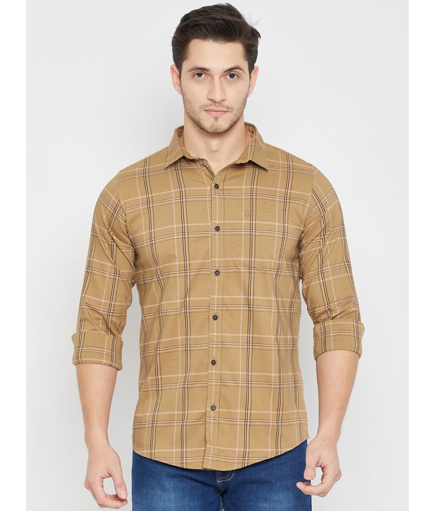     			Duke 100% Cotton Slim Fit Checks Full Sleeves Men's Casual Shirt - Khaki ( Pack of 1 )