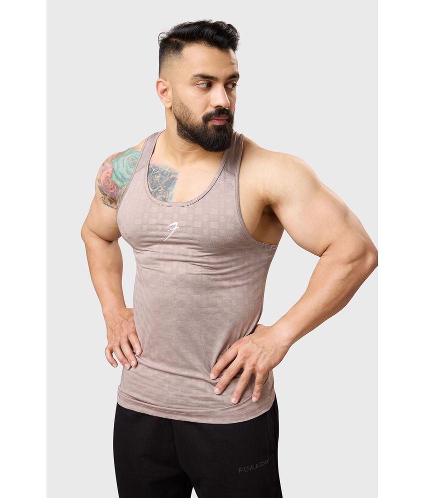     			Fuaark Beige Polyester Slim Fit Men's Tanks ( Pack of 1 )