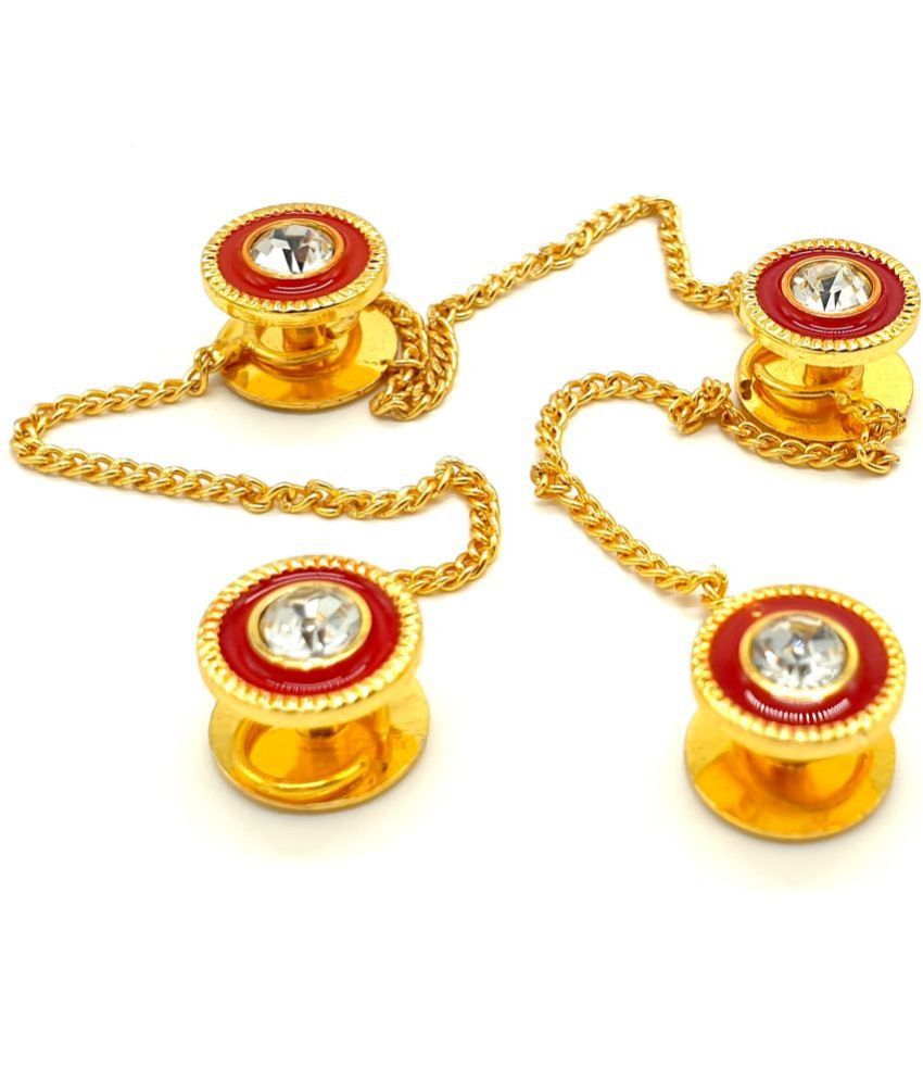     			Gold Plated Red Meena Border Designer Diamond Brass Stylish Fashion