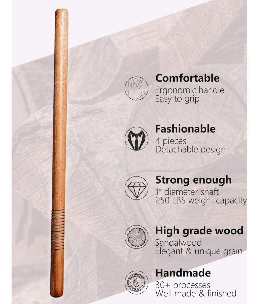     			Moycraft handcrafted Wood, Bamboo, Cane Animals Rescue Stick, Morning Walk Stick - 3ft (Pack of 1)
