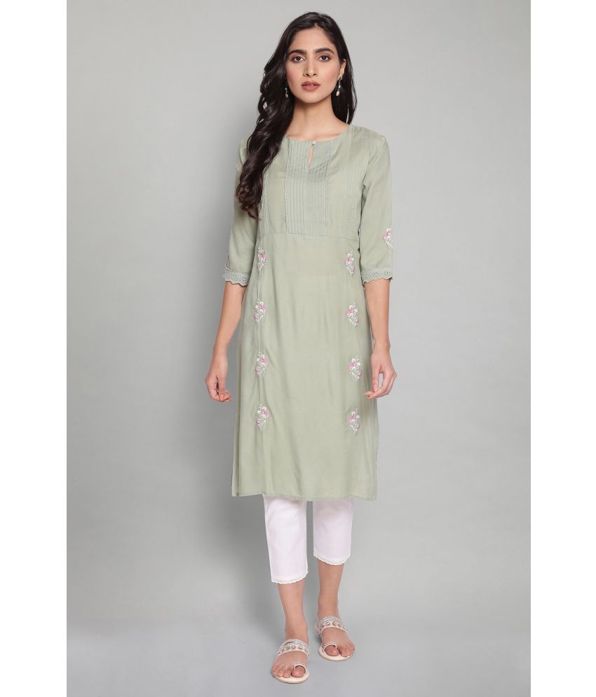     			W Viscose Solid Straight Women's Kurti - Green ( Pack of 1 )