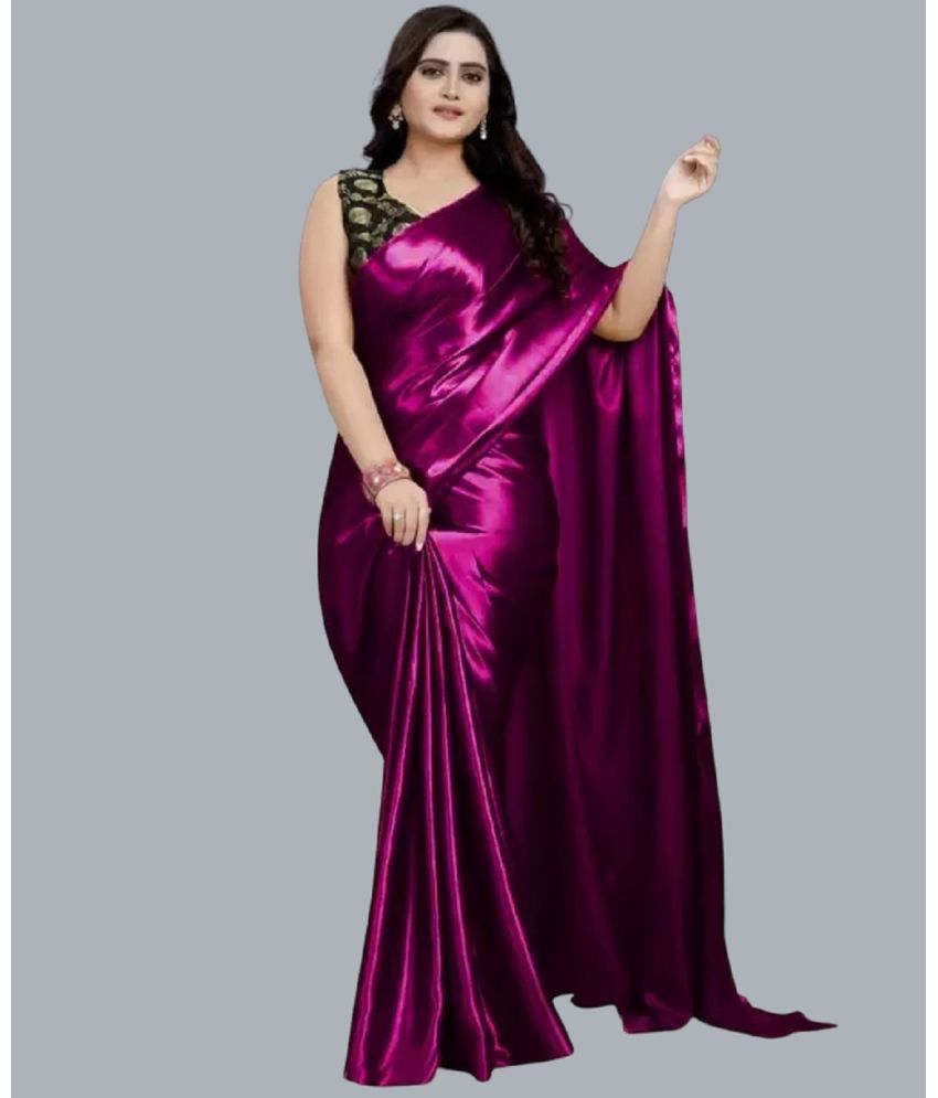     			Apnisha Banarasi Silk Embellished Saree With Blouse Piece - Rani ( Pack of 1 )