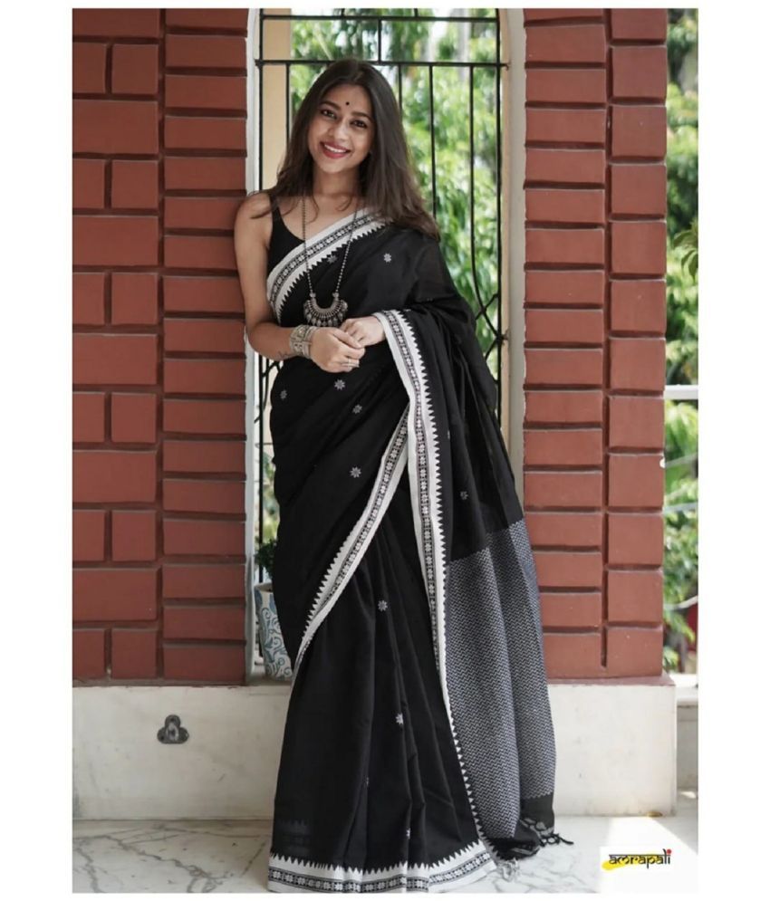     			Apnisha Banarasi Silk Embellished Saree With Blouse Piece - Black ( Pack of 1 )