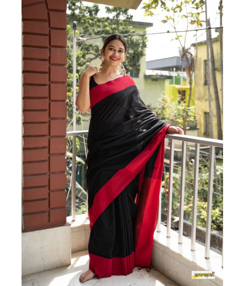     			Apnisha Banarasi Silk Embellished Saree With Blouse Piece - Black ( Pack of 1 )